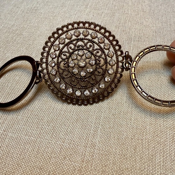 Large Bronze and Rhinestone Medallion Concho Chain Belt - Picture 4 of 6